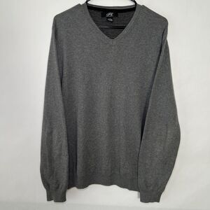 Foxcroft V Neck Sweater Mens Size Large Gray 10% Cashmere Long Sleeve Pullover